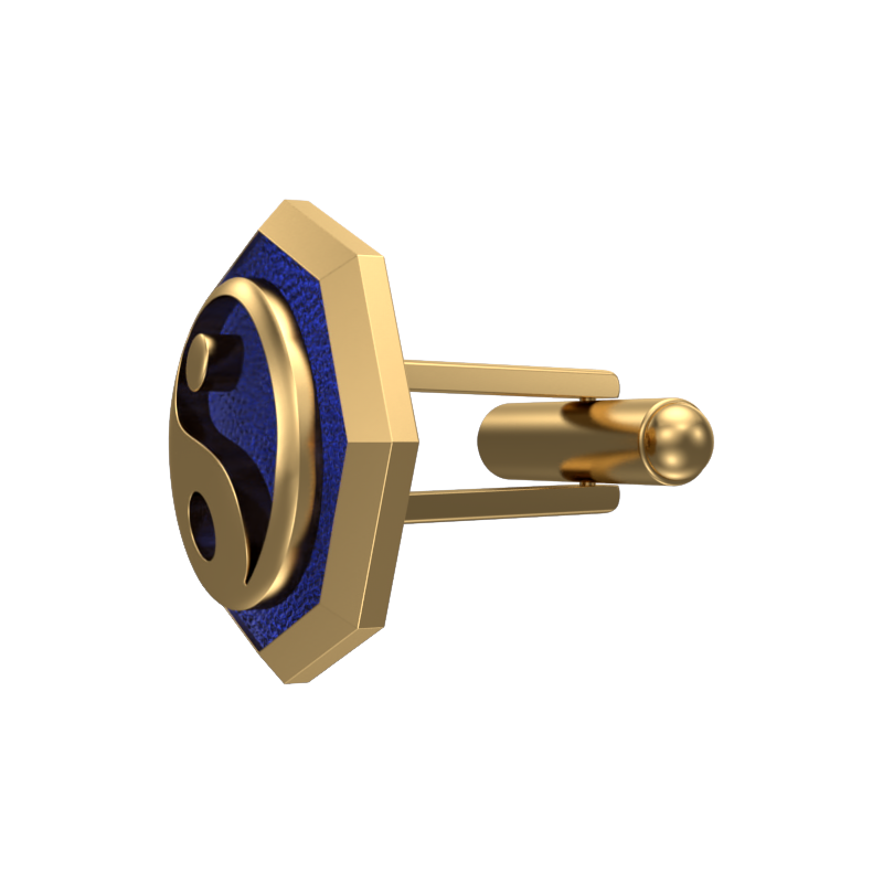 Ying Yang, Spiritual Cufflink Set with 18kt Gold & Black Ruthenium Plating on Brass.