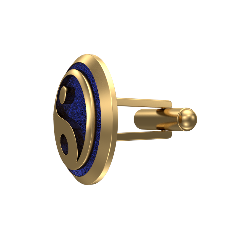 Ying Yang, Spiritual Cufflink Set with 18kt Gold & Black Ruthenium Plating on Brass.