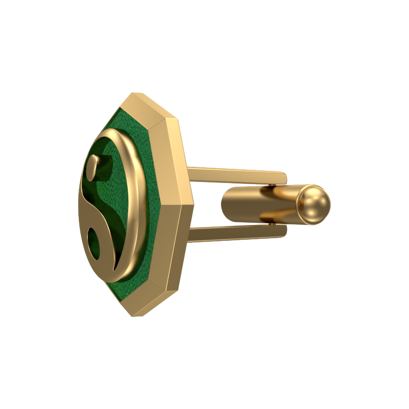 Ying Yang, Spiritual Cufflink Set with 18kt Gold & Black Ruthenium Plating on Brass.