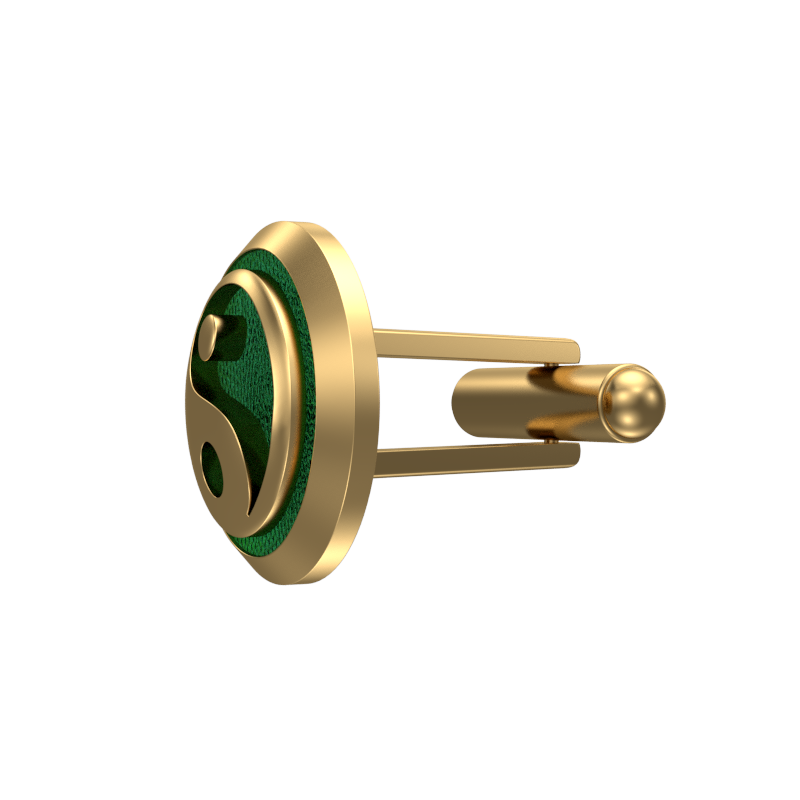 Ying Yang, Spiritual Cufflink Set with 18kt Gold & Black Ruthenium Plating on Brass.