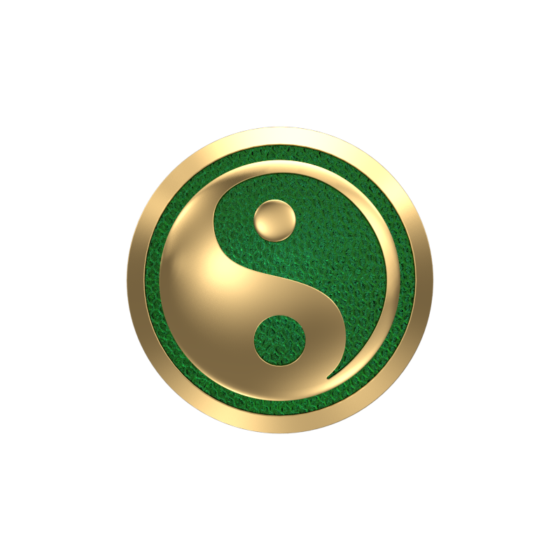 Ying Yang, Spiritual Cufflink Set with 18kt Gold & Black Ruthenium Plating on Brass.