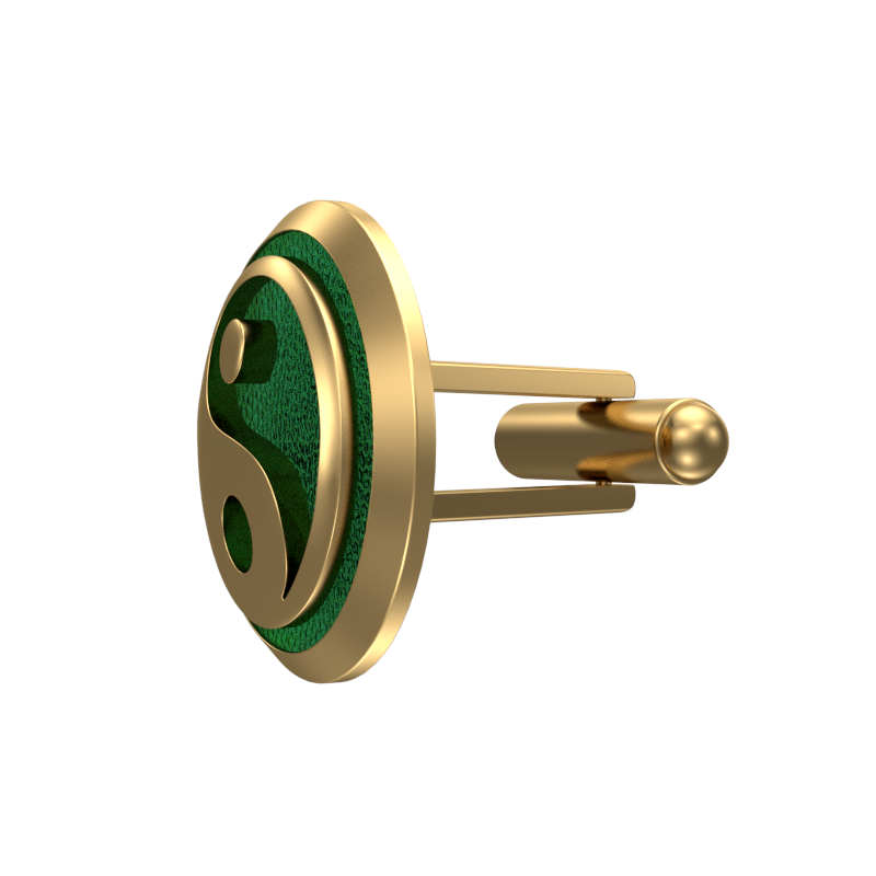 Ying Yang, Spiritual Cufflink Set with 18kt Gold & Black Ruthenium Plating on Brass.
