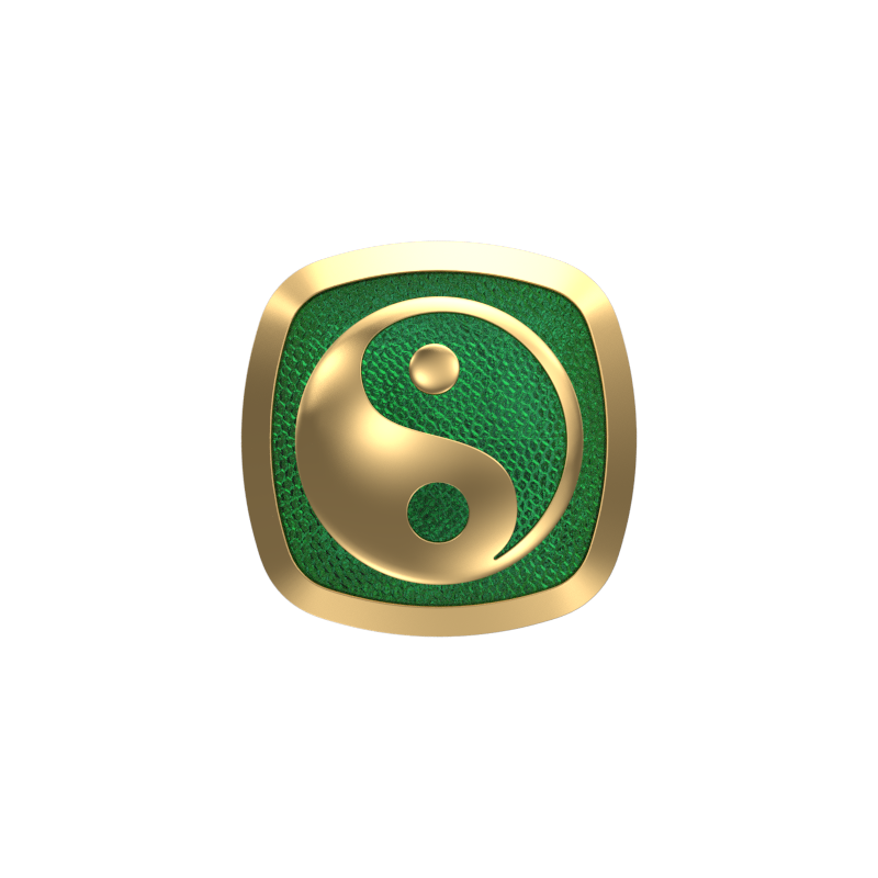 Ying Yang, Spiritual Cufflink Set with 18kt Gold & Black Ruthenium Plating on Brass.