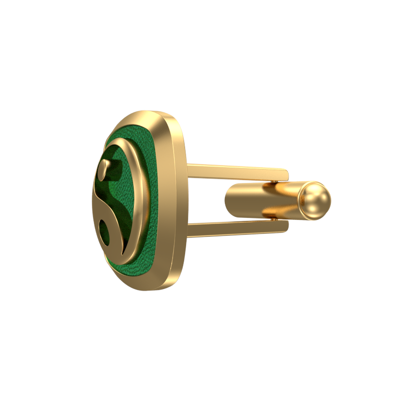 Ying Yang, Spiritual Cufflink Set with 18kt Gold & Black Ruthenium Plating on Brass.