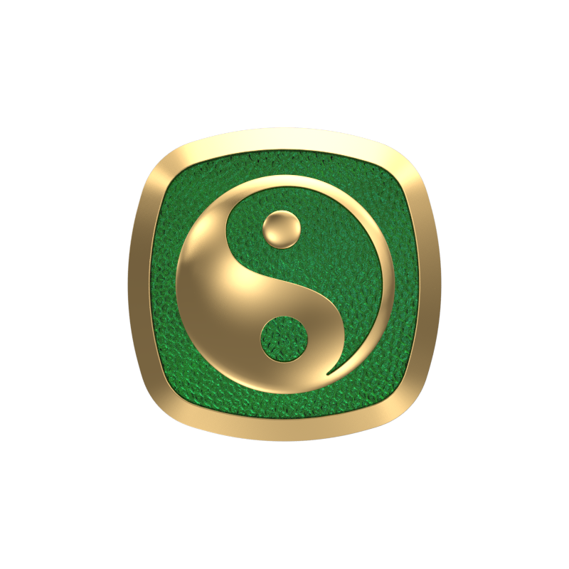 Ying Yang, Spiritual Cufflink Set with 18kt Gold & Black Ruthenium Plating on Brass.