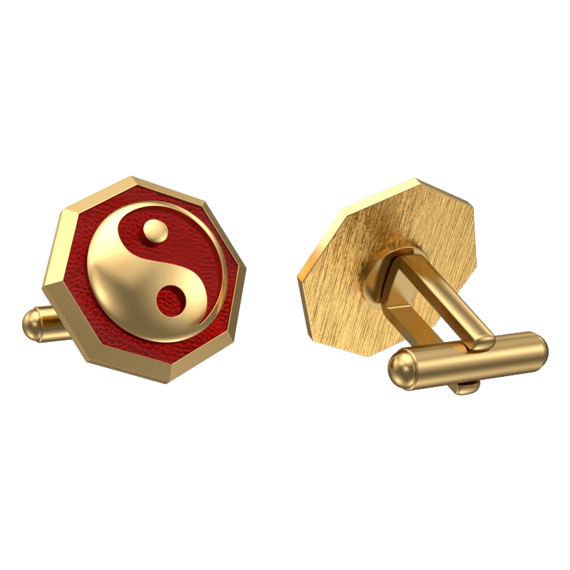 Ying Yang, Spiritual Cufflink Set with 18kt Gold & Black Ruthenium Plating on Brass.