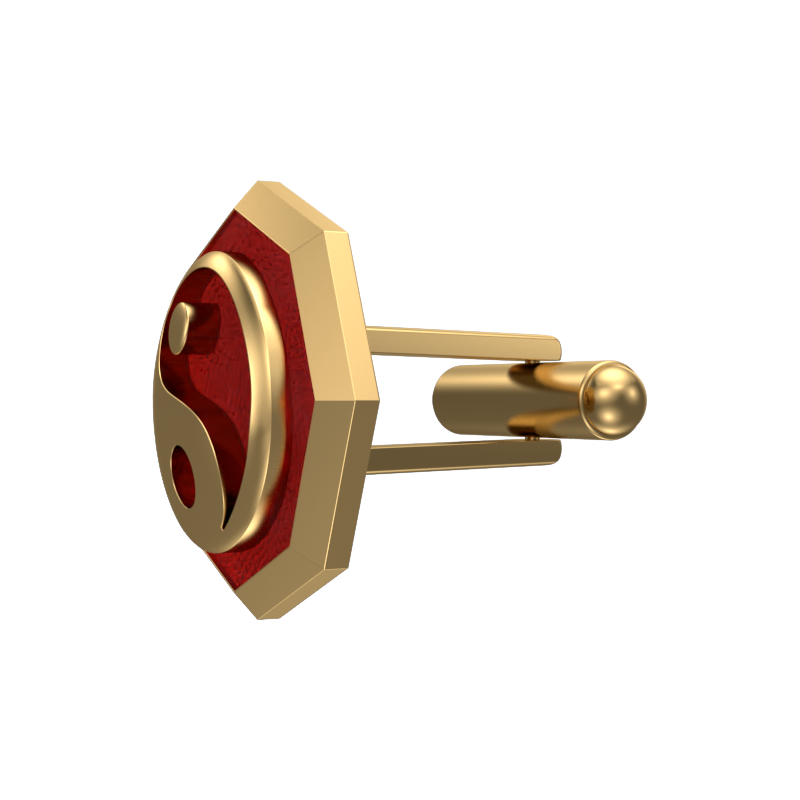 Ying Yang, Spiritual Cufflink Set with 18kt Gold & Black Ruthenium Plating on Brass.