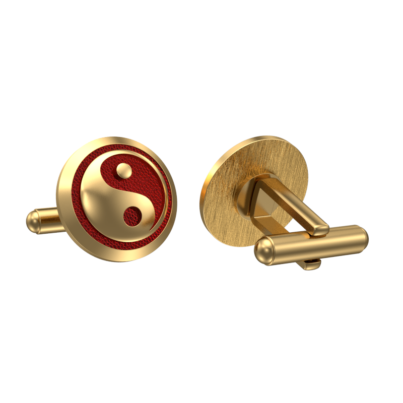 Ying Yang, Spiritual Cufflink Set with 18kt Gold & Black Ruthenium Plating on Brass.