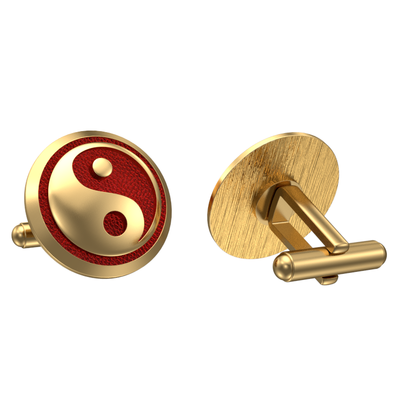 Ying Yang, Spiritual Cufflink Set with 18kt Gold & Black Ruthenium Plating on Brass.