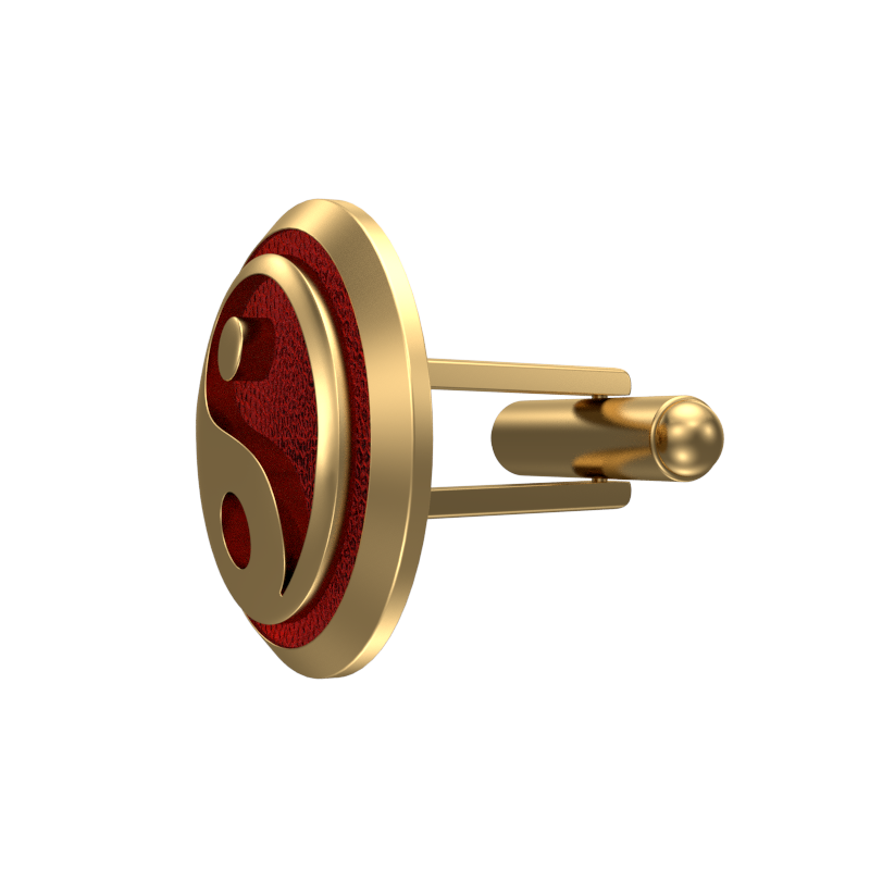 Ying Yang, Spiritual Cufflink Set with 18kt Gold & Black Ruthenium Plating on Brass.