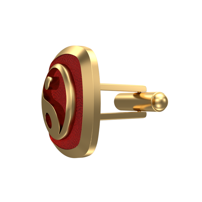 Ying Yang, Spiritual Cufflink Set with 18kt Gold & Black Ruthenium Plating on Brass.