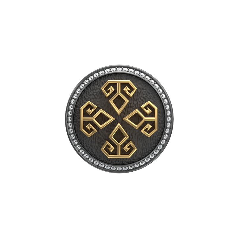 Power Luxe, Spiritual Cufflink Set with CZ Diamonds, 18kt Gold & Black Ruthenium Plating on Brass.