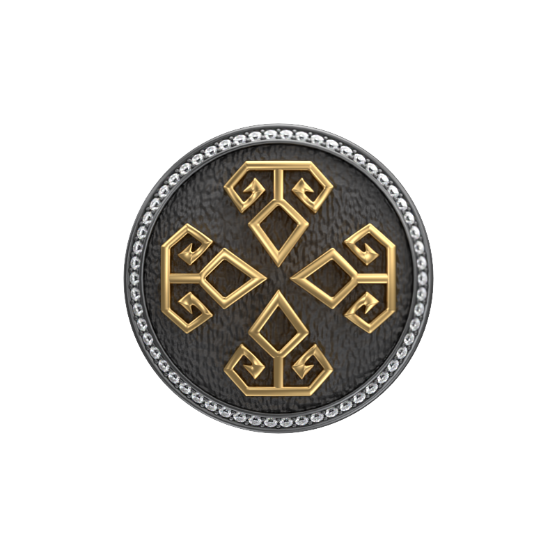Power Luxe, Spiritual Cufflink Set with CZ Diamonds, 18kt Gold & Black Ruthenium Plating on Brass.