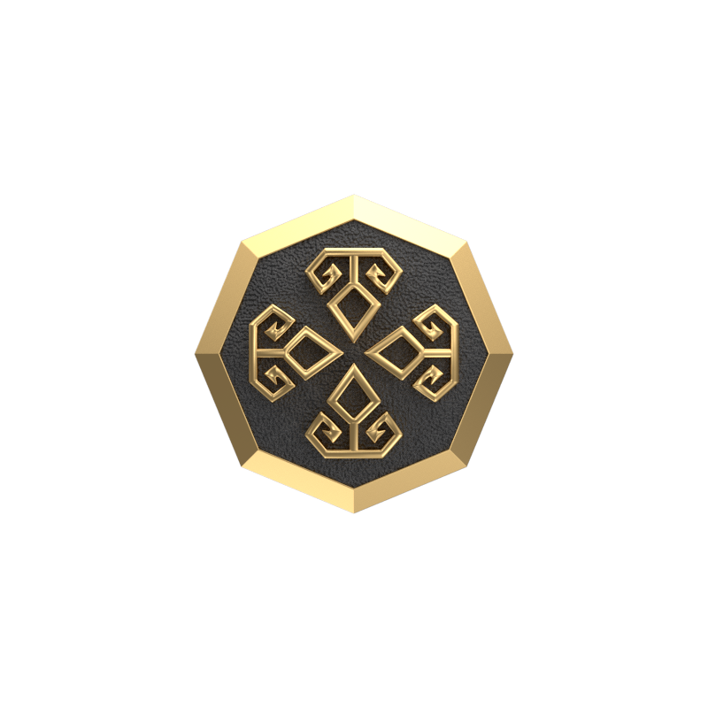 Power, Spiritual Cufflink Set with 18kt Gold & Black Ruthenium Plating on Brass.