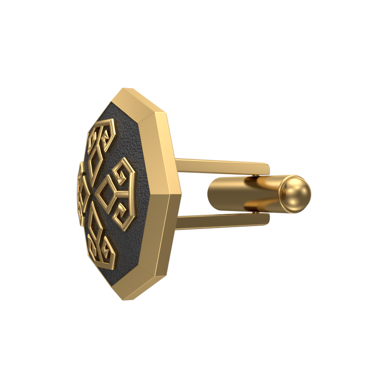 Power, Spiritual Cufflink Set with 18kt Gold & Black Ruthenium Plating on Brass.