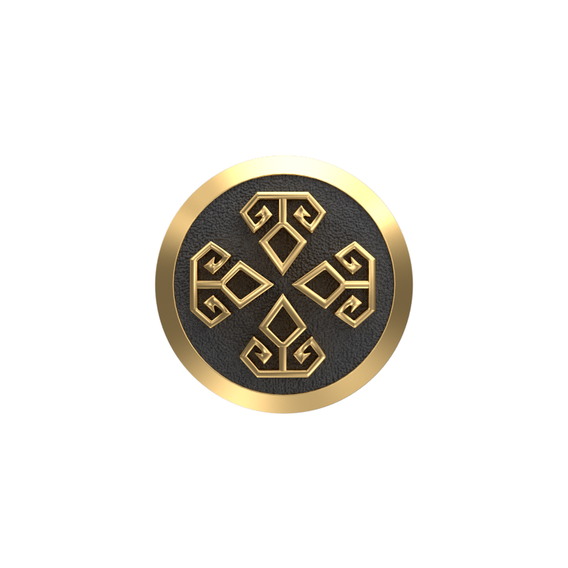 Power, Spiritual Cufflink Set with 18kt Gold & Black Ruthenium Plating on Brass.