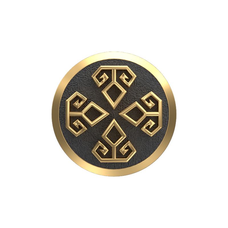 Power, Spiritual Cufflink Set with 18kt Gold & Black Ruthenium Plating on Brass.