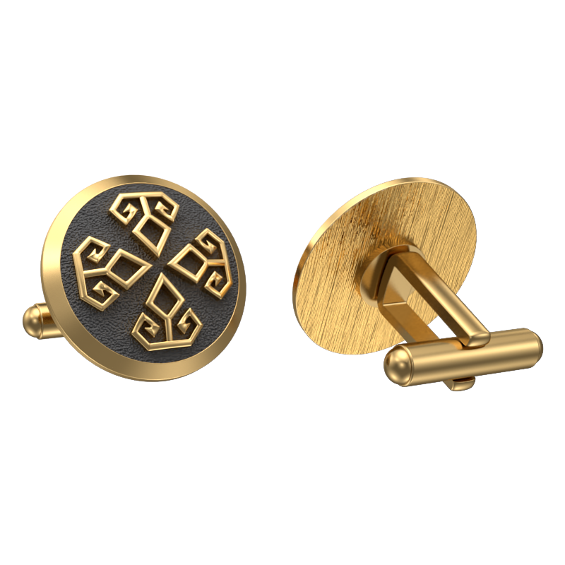 Power, Spiritual Cufflink Set with 18kt Gold & Black Ruthenium Plating on Brass.