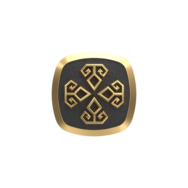 Power, Spiritual Cufflink Set with 18kt Gold & Black Ruthenium Plating on Brass.
