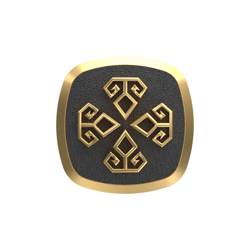 Power, Spiritual Cufflink Set with 18kt Gold & Black Ruthenium Plating on Brass.