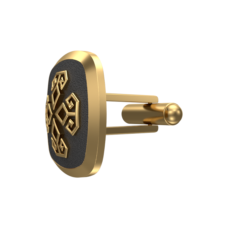 Power, Spiritual Cufflink Set with 18kt Gold & Black Ruthenium Plating on Brass.