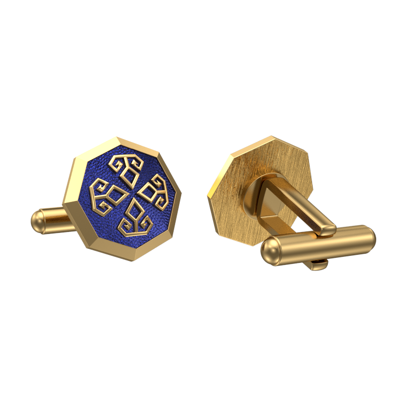 Power, Spiritual Cufflink Set with 18kt Gold & Black Ruthenium Plating on Brass.