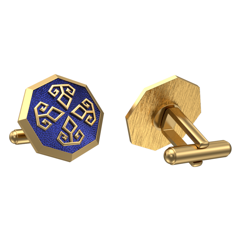 Power, Spiritual Cufflink Set with 18kt Gold & Black Ruthenium Plating on Brass.