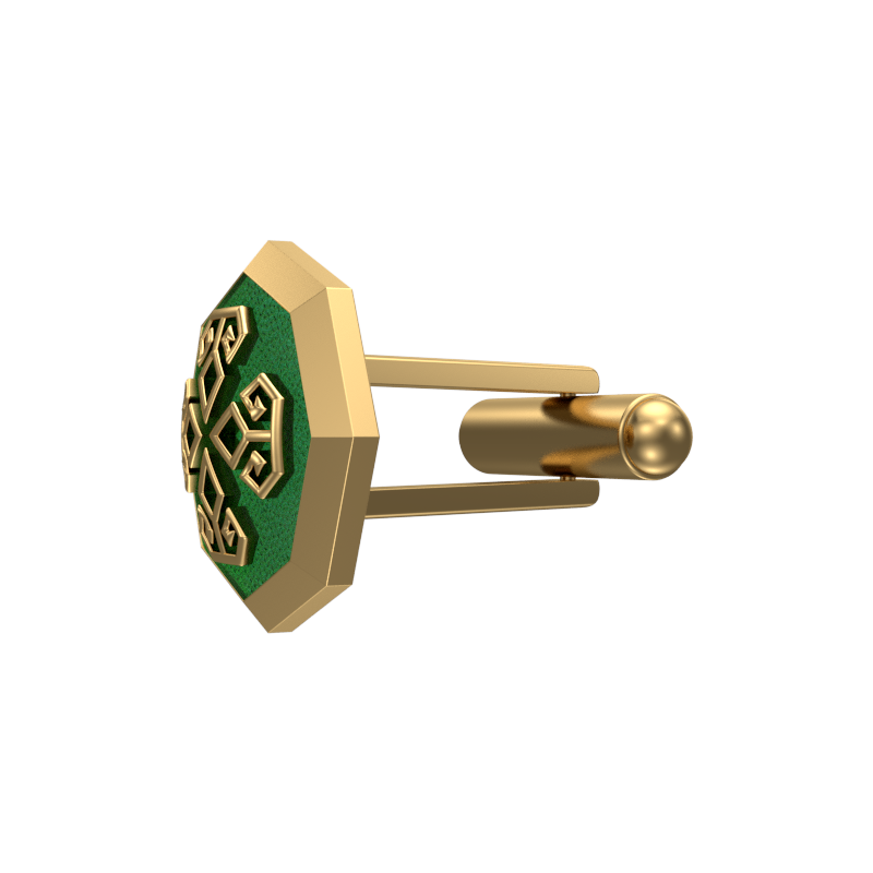 Power, Spiritual Cufflink Set with 18kt Gold & Black Ruthenium Plating on Brass.
