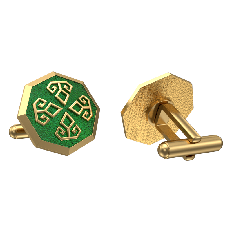 Power, Spiritual Cufflink Set with 18kt Gold & Black Ruthenium Plating on Brass.