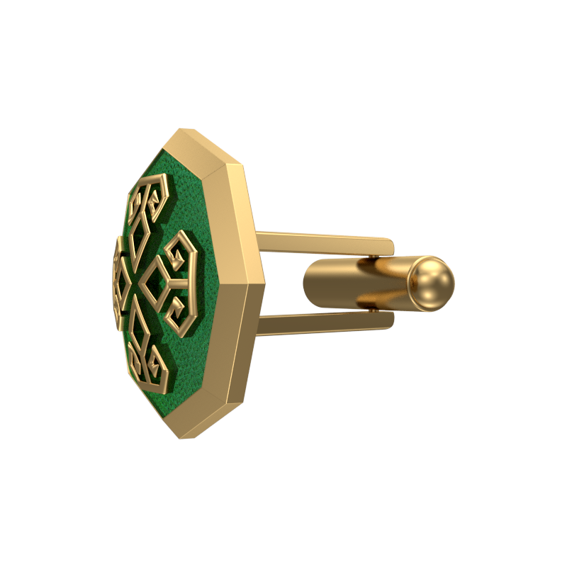 Power, Spiritual Cufflink Set with 18kt Gold & Black Ruthenium Plating on Brass.