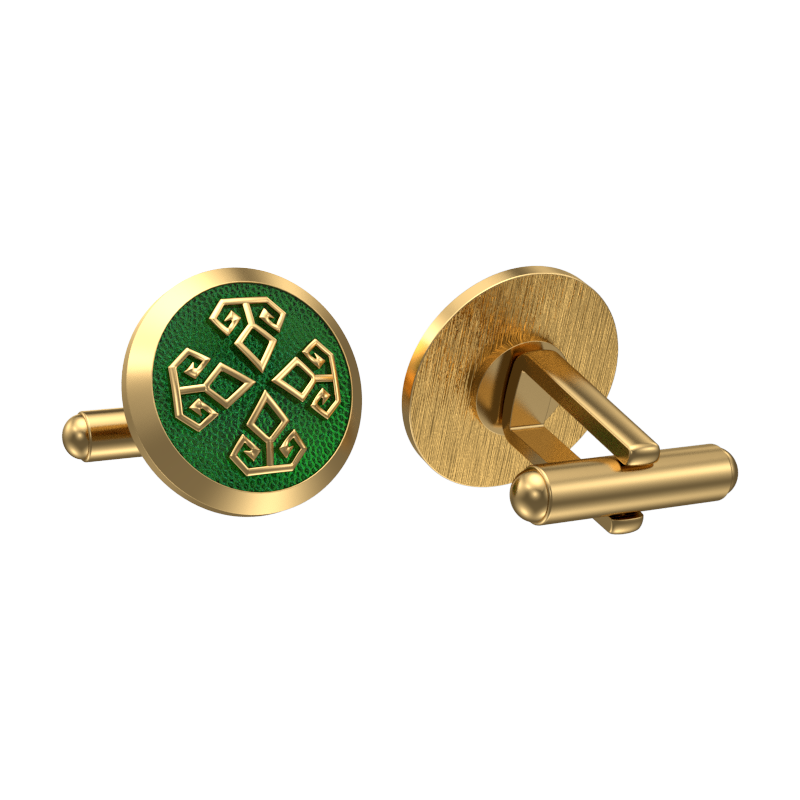 Power, Spiritual Cufflink Set with 18kt Gold & Black Ruthenium Plating on Brass.