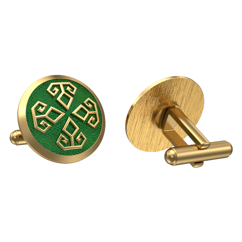 Power, Spiritual Cufflink Set with 18kt Gold & Black Ruthenium Plating on Brass.