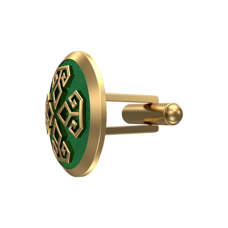 Power, Spiritual Cufflink Set with 18kt Gold & Black Ruthenium Plating on Brass.