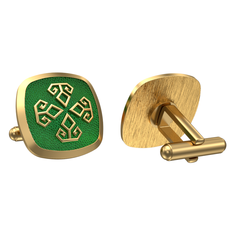 Power, Spiritual Cufflink Set with 18kt Gold & Black Ruthenium Plating on Brass.