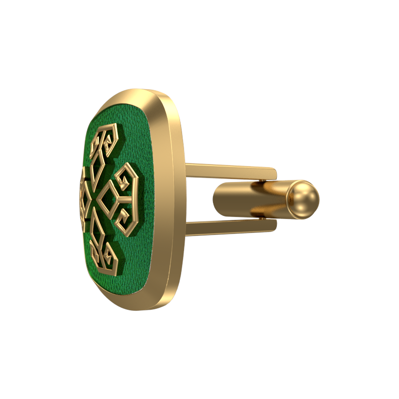 Power, Spiritual Cufflink Set with 18kt Gold & Black Ruthenium Plating on Brass.