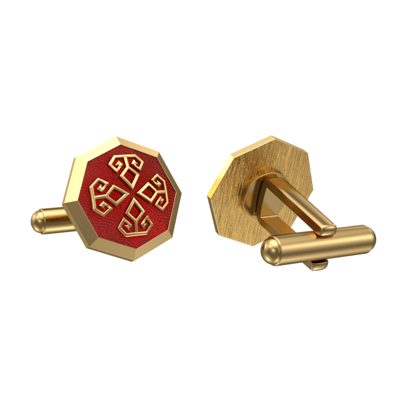 Power, Spiritual Cufflink Set with 18kt Gold & Black Ruthenium Plating on Brass.