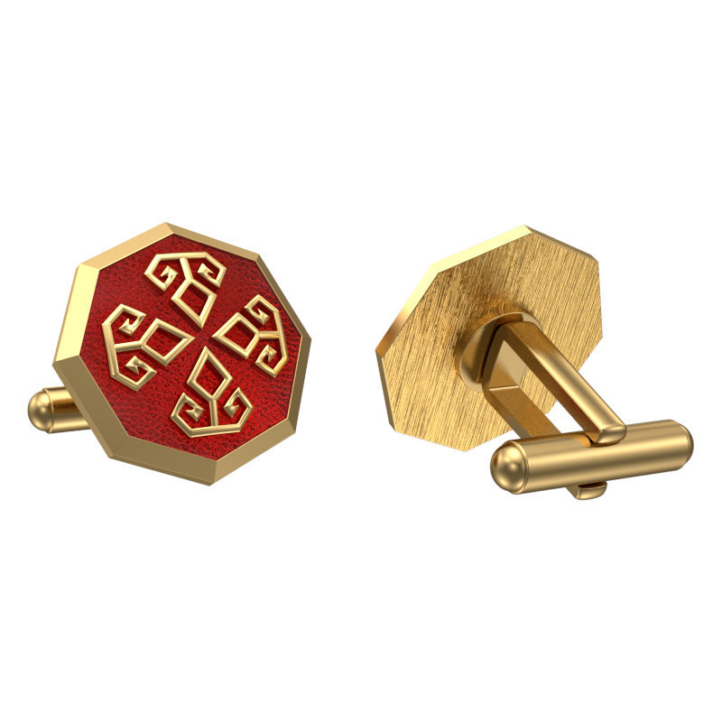 Power, Spiritual Cufflink Set with 18kt Gold & Black Ruthenium Plating on Brass.