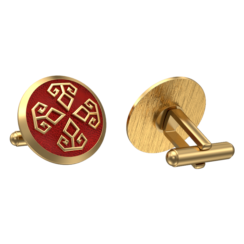 Power, Spiritual Cufflink Set with 18kt Gold & Black Ruthenium Plating on Brass.