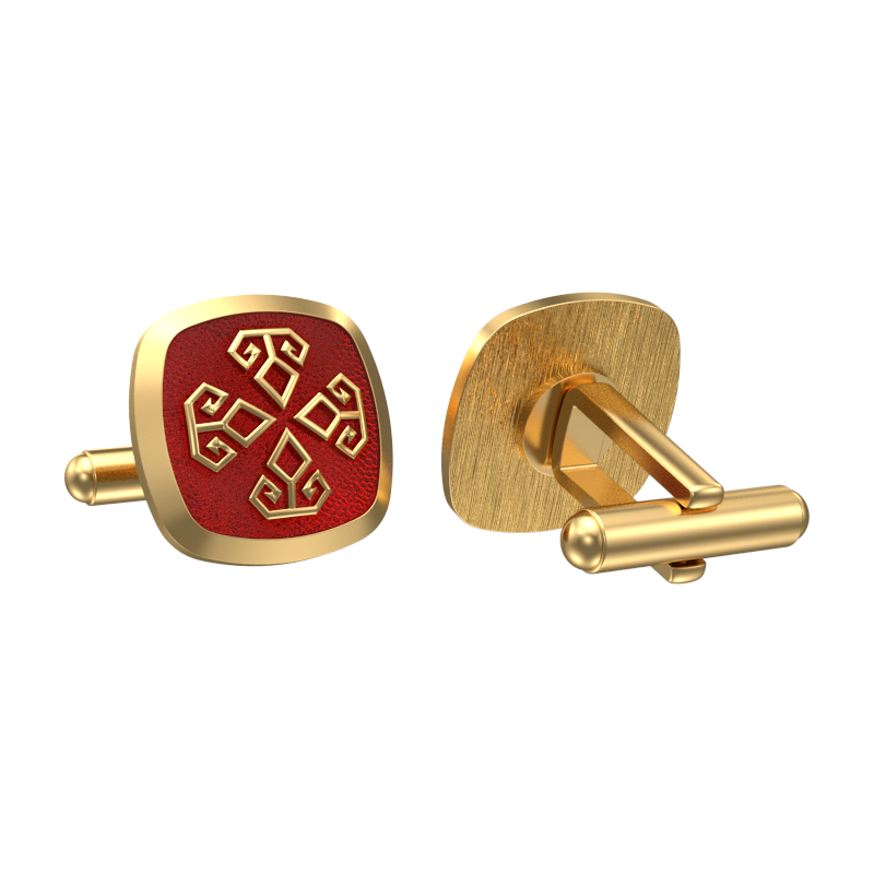 Power, Spiritual Cufflink Set with 18kt Gold & Black Ruthenium Plating on Brass.