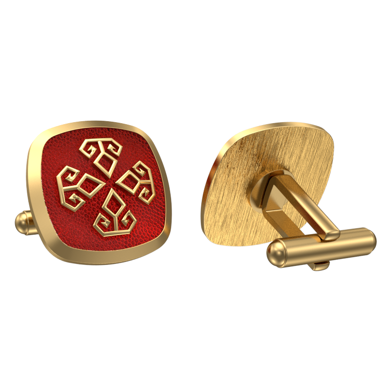 Power, Spiritual Cufflink Set with 18kt Gold & Black Ruthenium Plating on Brass.