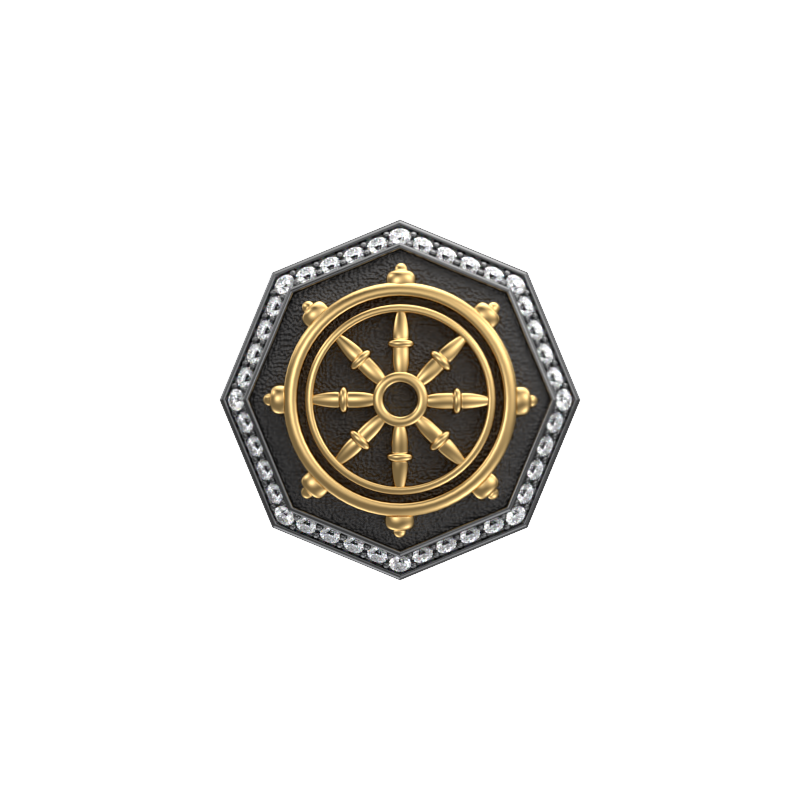 Dharma Luxe, Spiritual Cufflink Set with CZ Diamonds, 18kt Gold & Black Ruthenium Plating on Brass.