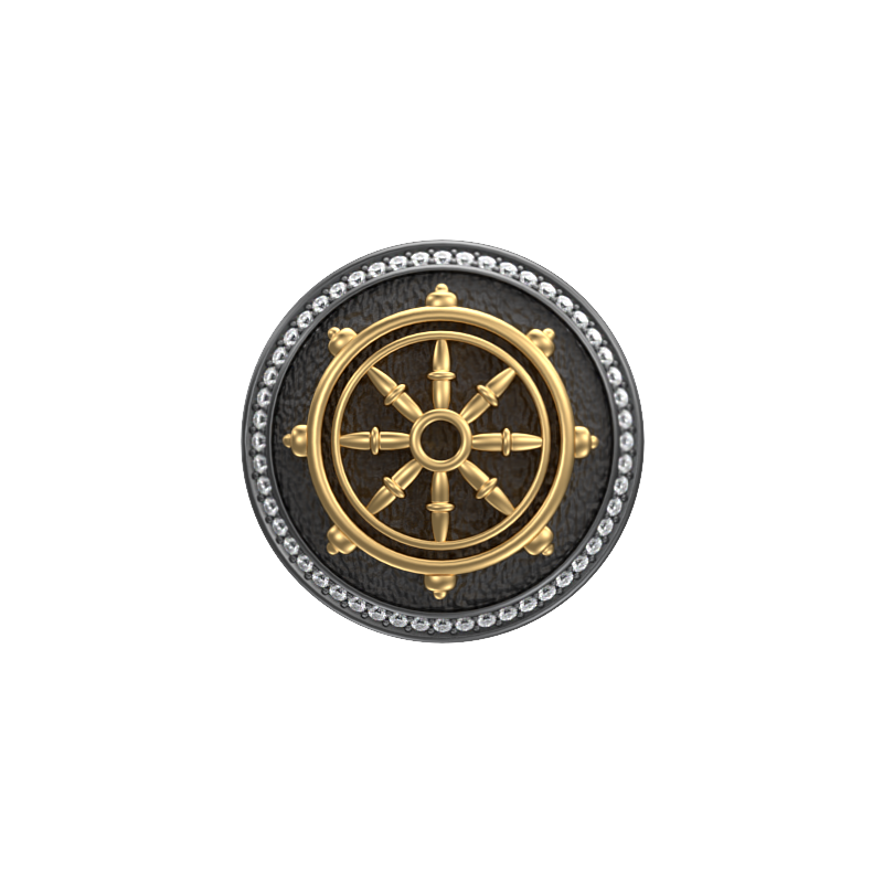 Dharma Luxe, Spiritual Cufflink Set with CZ Diamonds, 18kt Gold & Black Ruthenium Plating on Brass.