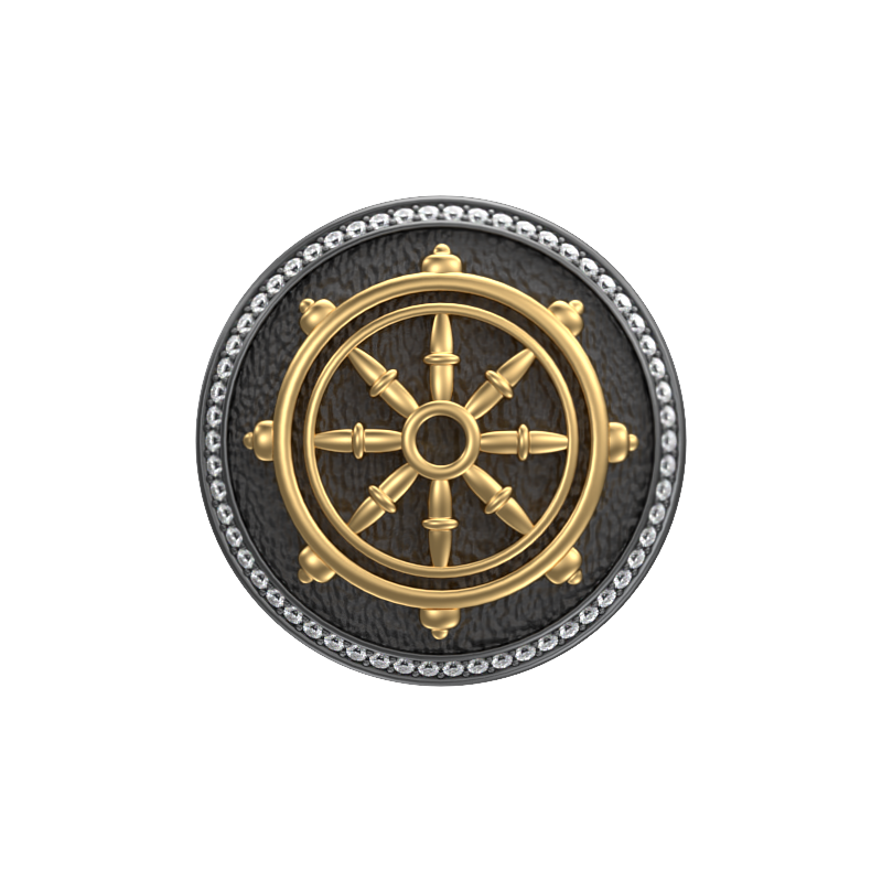 Dharma Luxe, Spiritual Cufflink Set with CZ Diamonds, 18kt Gold & Black Ruthenium Plating on Brass.