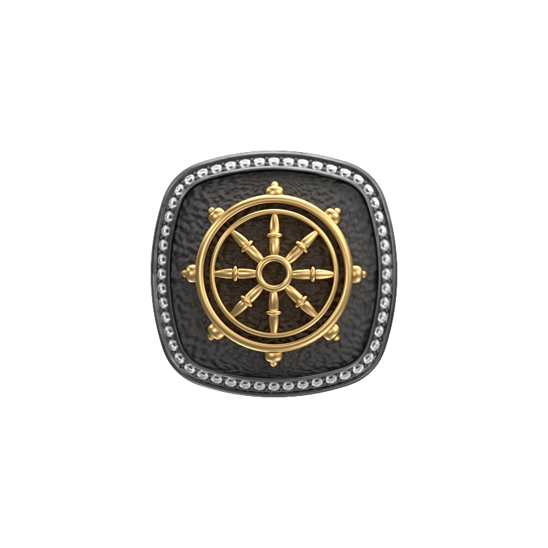 Dharma Luxe, Spiritual Cufflink Set with CZ Diamonds, 18kt Gold & Black Ruthenium Plating on Brass.