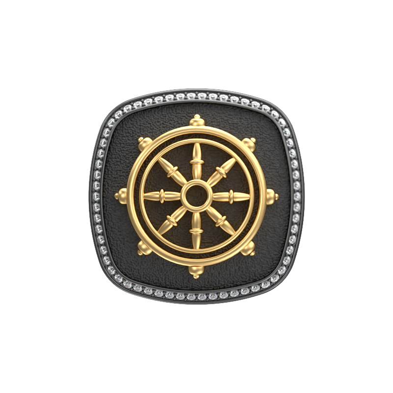 Dharma Luxe, Spiritual Cufflink Set with CZ Diamonds, 18kt Gold & Black Ruthenium Plating on Brass.