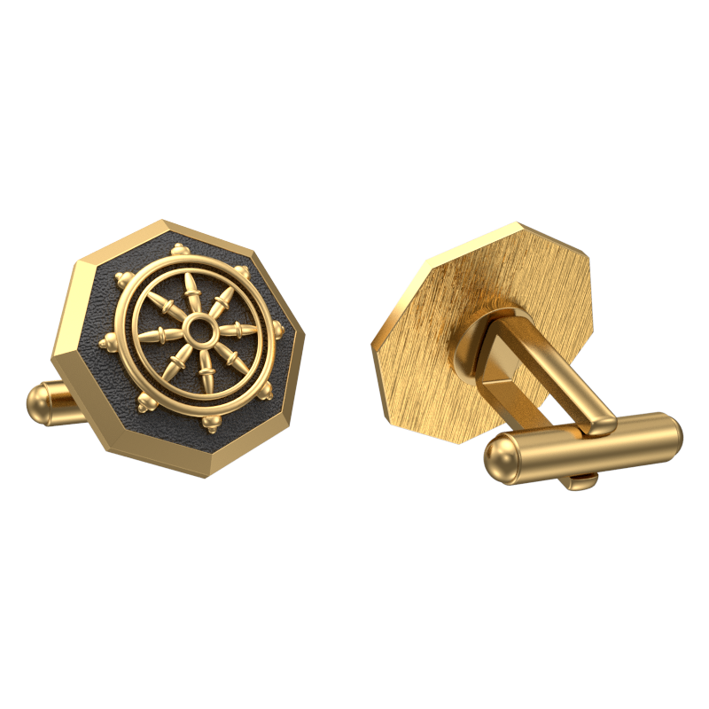 Dharma, Spiritual Cufflink Set with 18kt Gold & Black Ruthenium Plating on Brass.