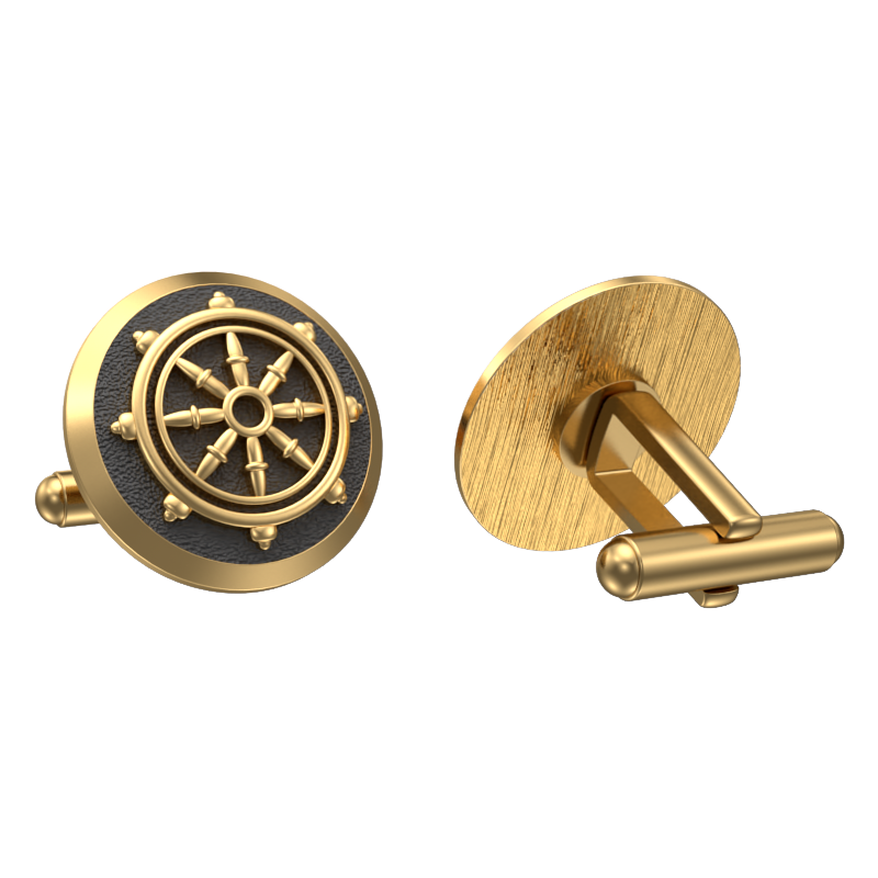Dharma, Spiritual Cufflink Set with 18kt Gold & Black Ruthenium Plating on Brass.