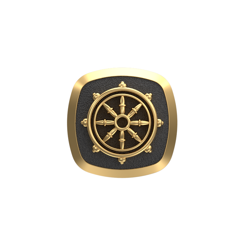 Dharma, Spiritual Cufflink Set with 18kt Gold & Black Ruthenium Plating on Brass.