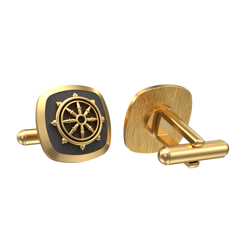 Dharma, Spiritual Cufflink Set with 18kt Gold & Black Ruthenium Plating on Brass.