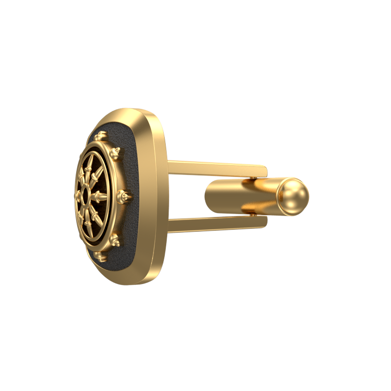 Dharma, Spiritual Cufflink Set with 18kt Gold & Black Ruthenium Plating on Brass.